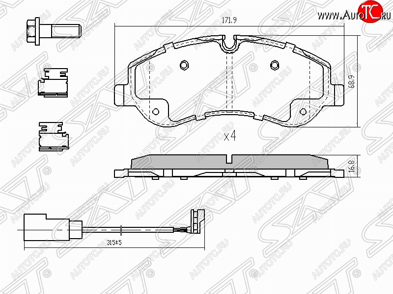 1 789 р. Колодки тормозные (передние) SAT Ford Transit цельнометаллический фургон (2014-2022)  с доставкой в г. Новочеркасск