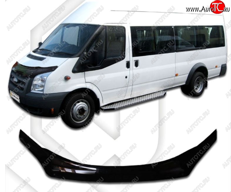 3 069 р. Дефлектор капота CA-Plastiс  Ford Transit (2006-2014) цельнометаллический фургон (Classic черный, Без надписи)  с доставкой в г. Новочеркасск