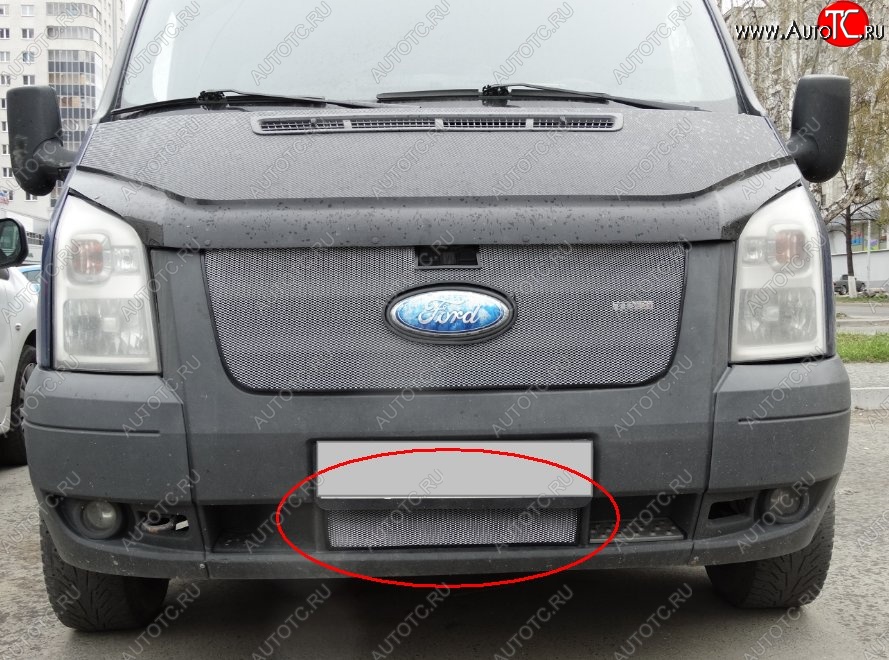 1 539 р. Нижняя защитная сетка на бампер (рестайлинг) Russtal (хром) Ford Transit цельнометаллический фургон (2006-2014)  с доставкой в г. Новочеркасск