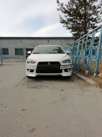 3 099 р. Клыки Evo на передний бампер автомобиля  Mitsubishi Lancer  10 (2007-2017) седан дорестайлинг, хэтчбэк дорестайлинг, седан рестайлинг, хэтчбек 5 дв рестайлинг (Неокрашенные)  с доставкой в г. Новочеркасск. Увеличить фотографию 7