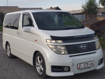 1 899 р. Дефлектор капота CA-Plastic  Nissan Elgrand  2 (2004-2010) рестайлинг (Classic черный, Без надписи)  с доставкой в г. Новочеркасск. Увеличить фотографию 2