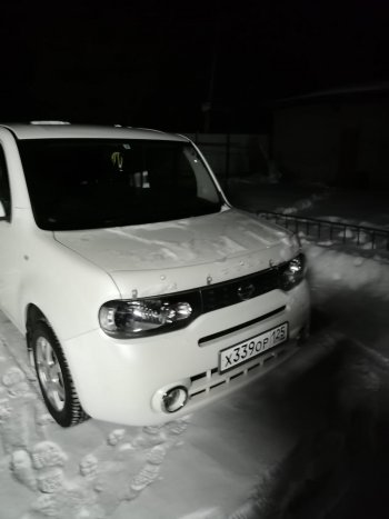 1 979 р. Дефлектор капота CA-Plastiс  Nissan Cube  3 (2008-2025) (Classic прозрачный, Без надписи)  с доставкой в г. Новочеркасск. Увеличить фотографию 2