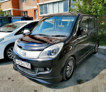 2 569 р. Дефлектор капота CA-Plastiс  Suzuki Solio (2010-2015) дорестайлинг, рестайлинг (Шелкография черная)  с доставкой в г. Новочеркасск. Увеличить фотографию 4