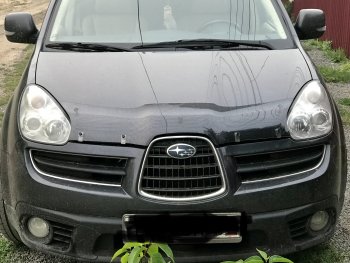 2 399 р. Дефлектор капота CA-Plastiс  Subaru Tribeca (2005-2007) (Шелкография черная)  с доставкой в г. Новочеркасск. Увеличить фотографию 3