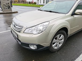 2 299 р. Дефлектор капота CA-Plastiс  Subaru Outback ( BR/B14,  BR,) (2009-2015) дорестайлинг универсал, B14)  рестайлинг универсал (Шелкография серебро)  с доставкой в г. Новочеркасск. Увеличить фотографию 3