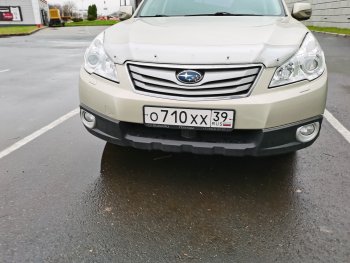 2 299 р. Дефлектор капота CA-Plastiс  Subaru Outback ( BR/B14,  BR,) (2009-2015) дорестайлинг универсал, B14)  рестайлинг универсал (Шелкография серебро)  с доставкой в г. Новочеркасск. Увеличить фотографию 2