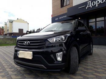 6 999 р. Защита переднего бампера Slitkoff (d57, черная) Hyundai Creta GS дорестайлинг (2015-2019) (Цвет: серебристый)  с доставкой в г. Новочеркасск. Увеличить фотографию 5