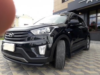 6 999 р. Защита переднего бампера Slitkoff (d57, черная) Hyundai Creta GS дорестайлинг (2015-2019) (Цвет: серебристый)  с доставкой в г. Новочеркасск. Увеличить фотографию 6