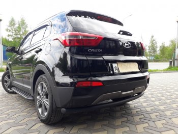 6 299 р. Защита заднего бампера из трубы d57 Slitkoff (радиусная)  Hyundai Creta  GS (2015-2021) дорестайлинг, рестайлинг (Цвет: серебристый)  с доставкой в г. Новочеркасск. Увеличить фотографию 3