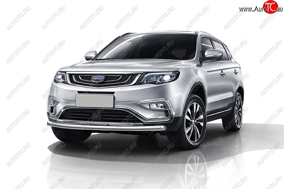 11 599 р. Защита переднего бампера Slitkoff (d57 мм)  Geely Atlas  NL3 (2016-2022) (Нержавейка, Полированная)  с доставкой в г. Новочеркасск