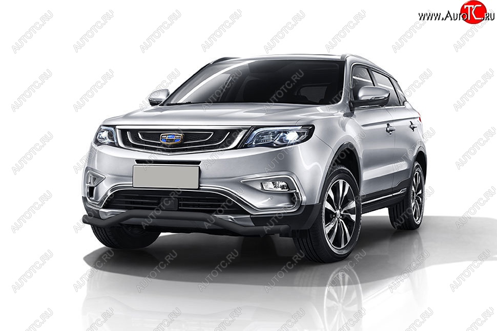 8 399 р. Защита переднего бампера Slitkoff (волна, d57 мм) Geely Atlas NL3 (2016-2022) (Сталь с полимерным покрытием. Цвет: чёрный)  с доставкой в г. Новочеркасск