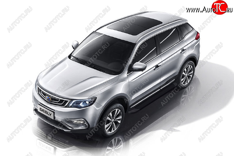 13 349 р. Пороги алюминиевые Slitkoff  Geely Atlas  NL3 - Atlas Pro  NL3 (Optima Black )  с доставкой в г. Новочеркасск