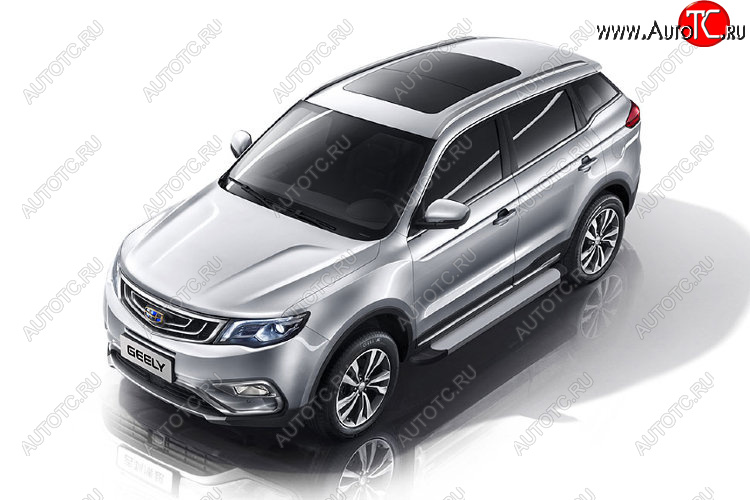 13 349 р. Пороги алюминиевые Slitkoff  Geely Atlas  NL3 - Atlas Pro  NL3 (Optima Silver)  с доставкой в г. Новочеркасск