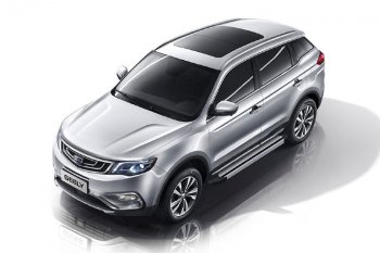 Пороги алюминиевые Slitkoff Geely Atlas NL3 (2016-2022)