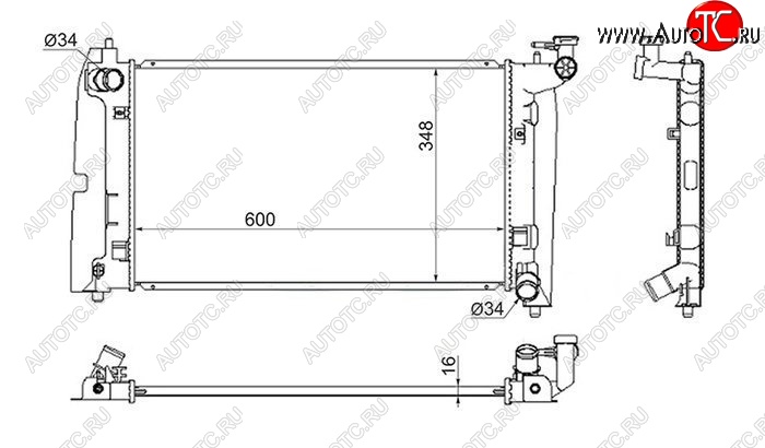 5 649 р. Радиатор двигателя SAT (пластинчатый, МКПП, 1.6 / 1.8) Toyota Allex E12# рестайлинг (2002-2004)  с доставкой в г. Новочеркасск