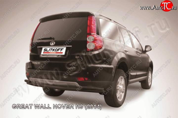 8 999 р. Защита заднего бампера Slitkoff (труба d57/d42) Great Wall Hover H3  рестайлинг (2014-2016) (Цвет: серебристый)  с доставкой в г. Новочеркасск