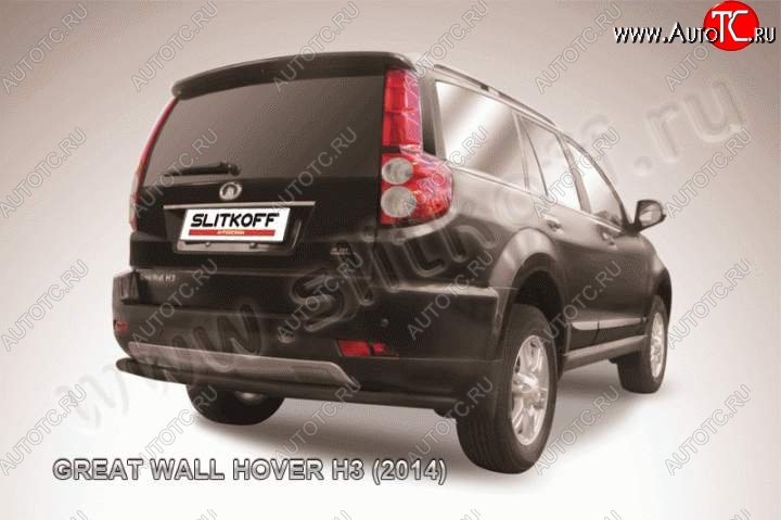 6 999 р. Защита заднего бампера Slitkoff (труба d57, длинная) Great Wall Hover H3  рестайлинг (2014-2016) (Цвет: серебристый)  с доставкой в г. Новочеркасск