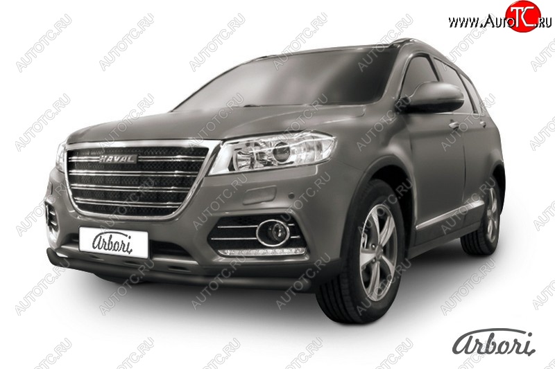 6 029 р. Защита переднего бампера Arbori (черная, 1 труба d57 mm). Haval H6 (2013-2020)  с доставкой в г. Новочеркасск