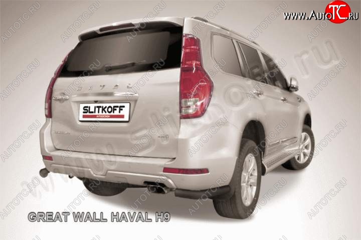 7 749 р. Защита заднего бампера из уголков d76 Slitkoff Haval H9 дорестайлинг (2015-2017) (Цвет: серебристый)  с доставкой в г. Новочеркасск