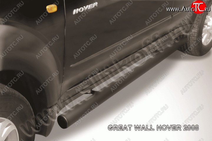 9 199 р. Защита порогов Slitkoff (труба d76)  Great Wall Hover (2010-2014)  1-ый рестайлинг (Цвет: серебристый)  с доставкой в г. Новочеркасск