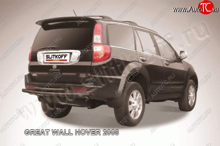 6 599 р. Защита заднего бампера Slitkoff (труба d57/d57) Great Wall Hover  1-ый рестайлинг (2010-2014) (Цвет: серебристый)  с доставкой в г. Новочеркасск