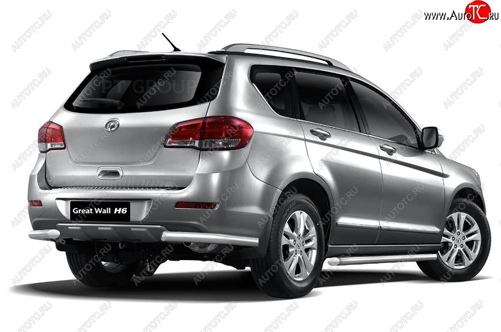 10 649 р. Защита заднего бампера Petroil Tuning (уголки, d63) Great Wall Hover H6 (2012-2016) (Нержавейка)  с доставкой в г. Новочеркасск