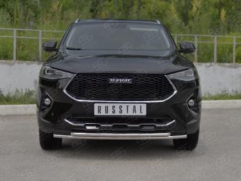 Защита переднего бампера (Ø42 мм, нержавейка, 4WD) SLITKOFF Haval F7x  дорестайлинг (2019-2022) ()