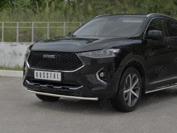 9 849 р. Защита переднего бампера (Ø42 мм, нержавейка, 4WD) SLITKOFF  Haval F7x (2019-2022)  дорестайлинг  с доставкой в г. Новочеркасск. Увеличить фотографию 2