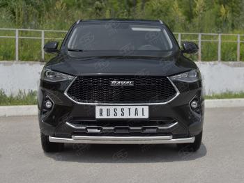 Защита переднего бампера (Ø63 мм секции, нержавейка, 1.5 4WD) SLITKOFF Haval (Хавал) F7x (ф7икс) (2019-2022)  дорестайлинг