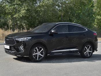 10 849 р. Защита переднего бампера SLITKOFF (Ø63 и 42 мм, окрашенная)  Haval F7x (2019-2022)  дорестайлинг (черный)  с доставкой в г. Новочеркасск. Увеличить фотографию 4