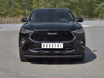 9 999 р. Защита переднего бампера (1.5 4WD Ø57 мм) SLITKOFF Haval F7x  дорестайлинг (2019-2022) (нержавейка с полимерным покрытием, черный)  с доставкой в г. Новочеркасск. Увеличить фотографию 4