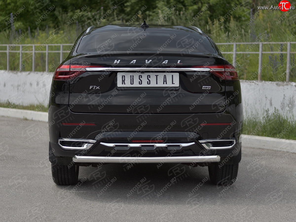 11 399 р. Защита заднего бампера (Ø63 мм, нержавейка) SLITKOFF  Haval F7x (2019-2022)  дорестайлинг  с доставкой в г. Новочеркасск