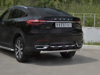 11 399 р. Защита заднего бампера (Ø63 мм, нержавейка) SLITKOFF  Haval F7x (2019-2022)  дорестайлинг  с доставкой в г. Новочеркасск. Увеличить фотографию 2