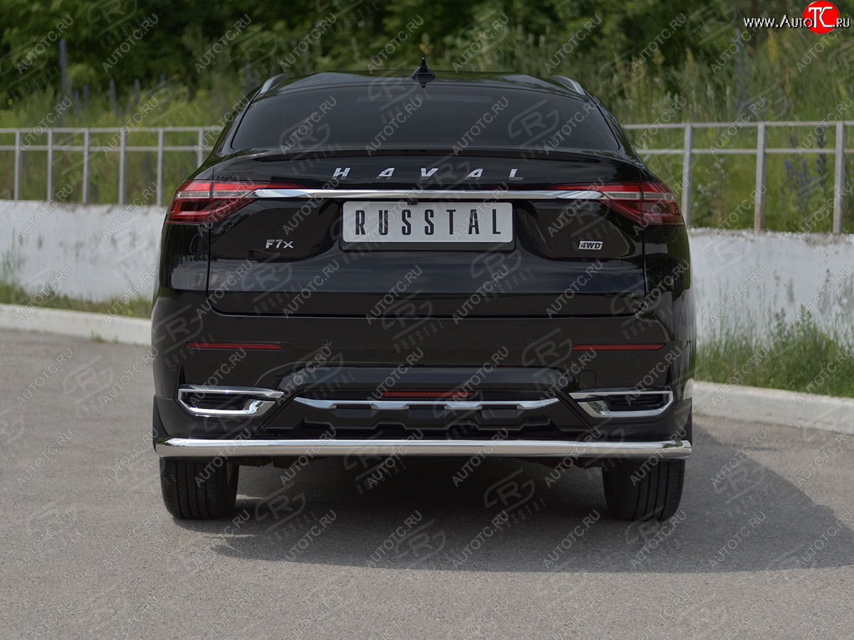 11 199 р. Защита заднего бампера (Ø63 мм, нержавейка) SLITKOFF  Haval F7x (2019-2022)  дорестайлинг  с доставкой в г. Новочеркасск