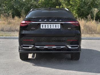 9 399 р. Защита заднего бампера (1.5 4WD Ø57 мм) SLITKOFF  Haval F7x (2019-2022)  дорестайлинг (нержавейка с полимерным покрытием, черный)  с доставкой в г. Новочеркасск. Увеличить фотографию 2