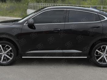 23 749 р. Защита порогов (Ø75x42 мм, с проступью) Russtal Haval F7x  дорестайлинг (2019-2022) (полированная нержавейка)  с доставкой в г. Новочеркасск. Увеличить фотографию 2