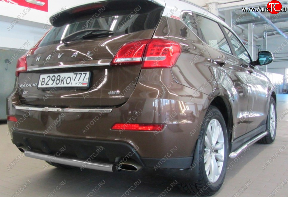 5 349 р. Защита заднего бампера Slitkoff (Ø 57, короткая)  Haval H2 (2014-2021) (Сталь с полимерным покрытием. Цвет: серебристый)  с доставкой в г. Новочеркасск