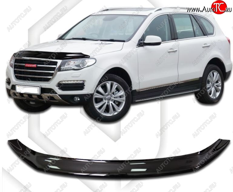 2 199 р. Дефлектор капота CA-Plastiс  Haval H8 (2015-2017) (Classic черный, Без надписи)  с доставкой в г. Новочеркасск