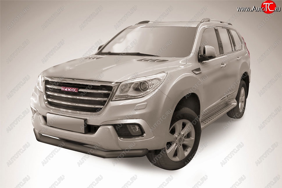 12 949 р. Защита переднего бампера Slitkoff (d76 мм)  Haval H9 (2017-2019) 1-ый рестайлинг (Сталь с полимерным покрытием. Цвет: чёрный)  с доставкой в г. Новочеркасск