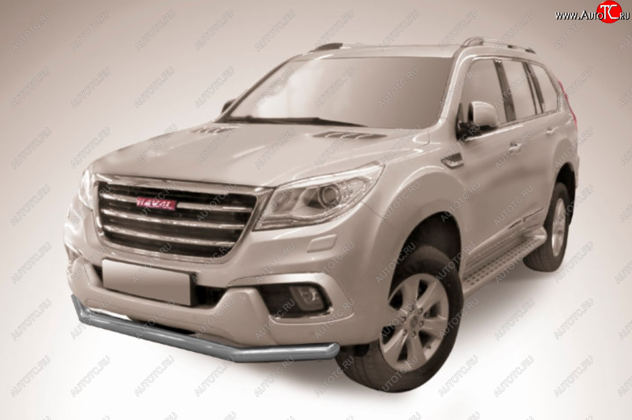 7 199 р. Защита переднего бампера Slitkoff (Ø 57 мм).  Haval H9 (2017-2019) 1-ый рестайлинг (Сталь с полимерным покрытием. Цвет: серебристый)  с доставкой в г. Новочеркасск