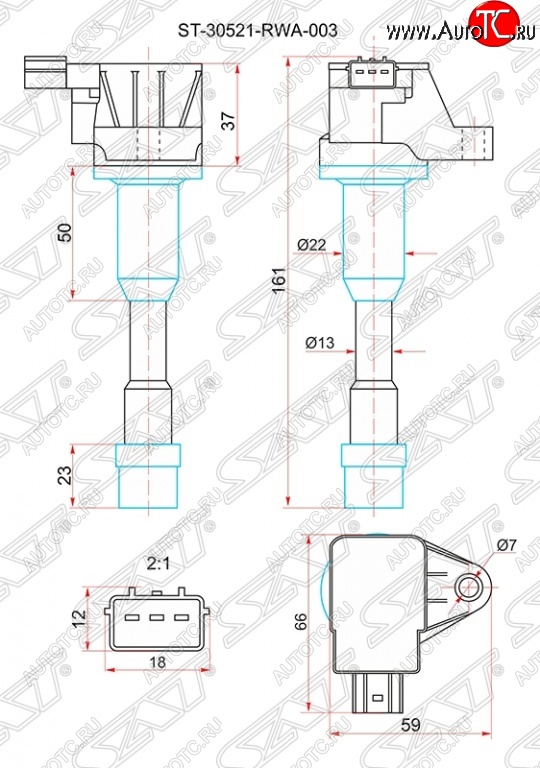 1 429 р. Катушка зажигания SAT Honda Civic FD седан дорестайлинг (2005-2008)  с доставкой в г. Новочеркасск