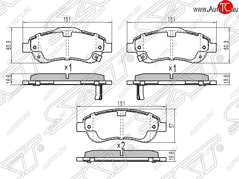 1 479 р. Колодки тормозные передние SAT  Honda CR-V  RE1,RE2,RE3,RE4,RE5,RE7 (2009-2012) рестайлинг  с доставкой в г. Новочеркасск