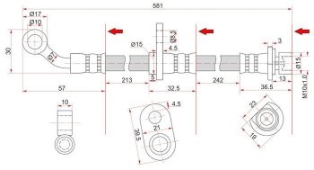 759 р. Тормозной шланг SAT (передний, правый) Honda Civic EP хэтчбэк 3 дв. дорестайлинг (2000-2003)  с доставкой в г. Новочеркасск. Увеличить фотографию 1