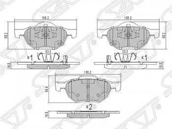 1 369 р. Колодки тормозные передние SAT  Honda Accord  CL (2002-2008) седан дорестайлинг, седан рестайлинг  с доставкой в г. Новочеркасск. Увеличить фотографию 1