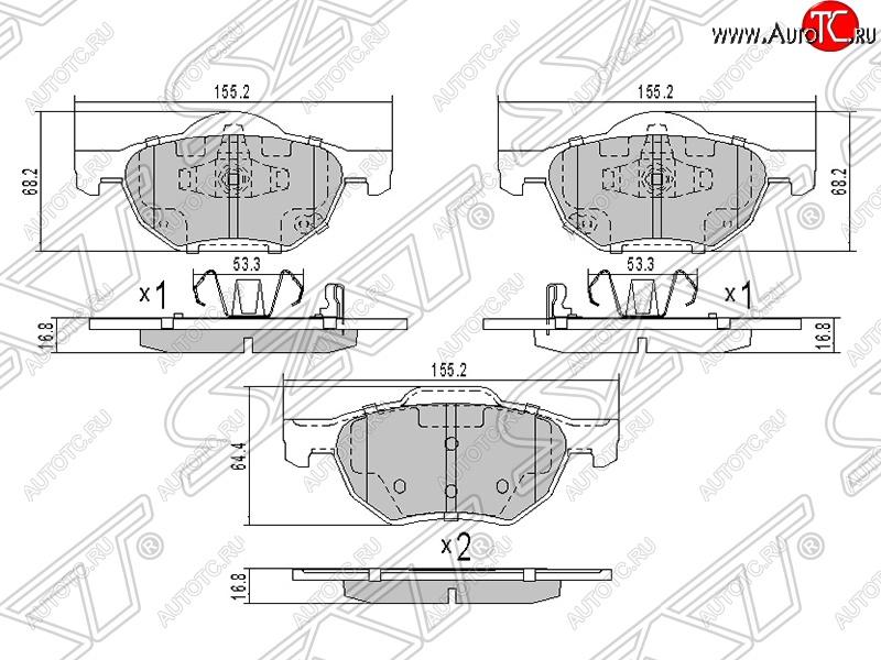 1 369 р. Колодки тормозные передние SAT  Honda Accord  CL (2002-2008) седан дорестайлинг, седан рестайлинг  с доставкой в г. Новочеркасск