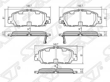 1 699 р. Колодки тормозные SAT (передние) Honda Accord CU седан дорестайлинг (2008-2011)  с доставкой в г. Новочеркасск. Увеличить фотографию 1