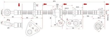 Тормозной шланг передний SAT (правый) Honda Integra DB6,DB7,DB8,DB9 седан дорестайлинг (1993-1995)