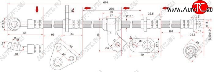 1 589 р. Тормозной шланг передний SAT (правый) Honda Integra DB6,DB7,DB8,DB9 седан дорестайлинг (1993-1995)  с доставкой в г. Новочеркасск