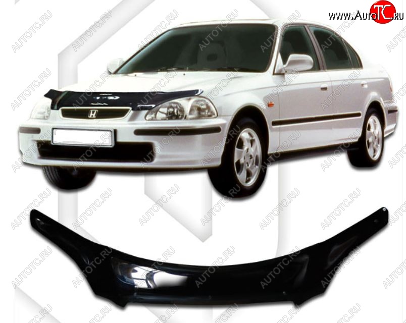 2 199 р. Дефлектор капота (EK2, EK3, EK4, EK9) CA-Plastic  Honda Civic  EJ,EK,EM (1995-1998) седан дорестайлинг, хэтчбэк 3 дв. дорестайлинг (Classic черный, Без надписи)  с доставкой в г. Новочеркасск