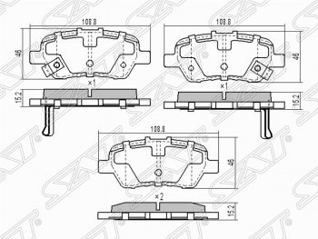 1 069 р. Колодки тормозные задние SAT  Honda Civic ( FK,FN,  9,  FB) - StepWagon ( RF3,RF4,  RG)  с доставкой в г. Новочеркасск. Увеличить фотографию 1